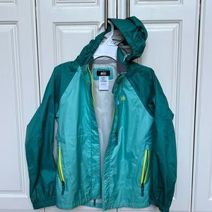REI coop rain jacket. Girls size M 10-12. Excellent condition, gently used.